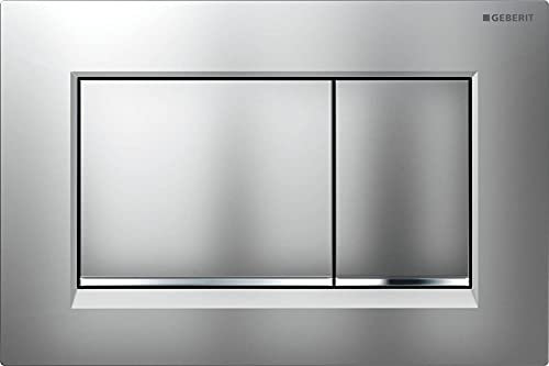 Geberit Betätigungsplatte Sigma 30 (für 2-Mengen Spülungen, Betätigung von vorne, Platte +Tasten mattchrom, Streifen chrom) 115883JQ1, 24.6 x 16.4 x 1.2 cm