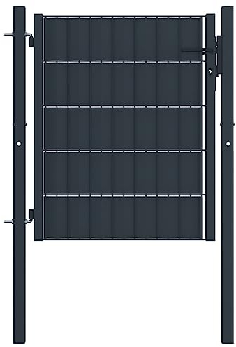 vidaXL Portail de clôture en PVC et acier 100 x 81 cm anthracite