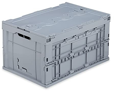Relaxdays 1 x Profi Transportbox, stabil, Gewerbe, hochwertiger Kunststoff, Qualität, 60 L, HxBxT 32,5x58,5x39,5cm, grau