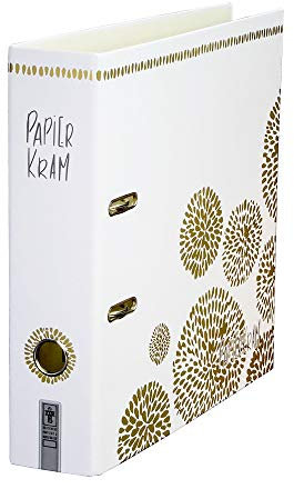 Papierkram - Ordner Aktenordner Motivordner DIN A4 ca. 8 cm breit Motiv floral Blumen-Ornament edel Mädchen Frauen weiß gold dunkelgrau