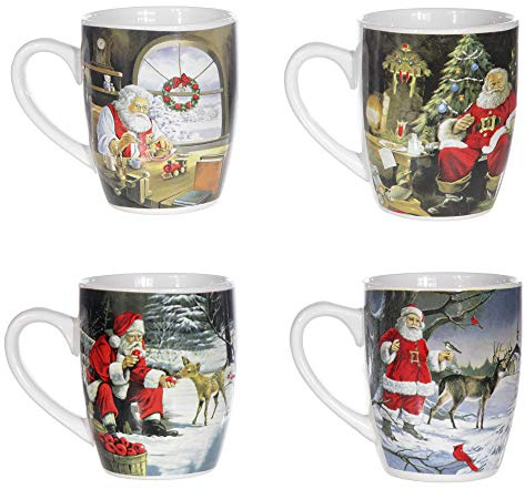 Annastore 12 x Weihnachtstassen Nostalgie aus Keramik Glühweintassen | Weihnachtsbecher - Glühweinbecher