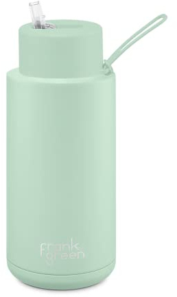 frank green Insulated Water Bottle for Cold Or Hot Drinks - 1 Litre/34oz Metal Water Bottle with Straw Lid, Ceramic Insulated, Stainless Steel, Triple Wall Vacuum - Mint Gelato Green by frank green