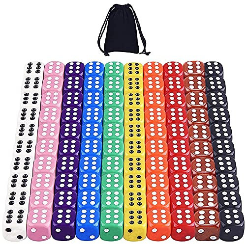 Würfel Bunt Set - 100 Stück 12mm Bunte Spielwürfel, Sechsseitige Augenwürfel in Verschiedenen Farben