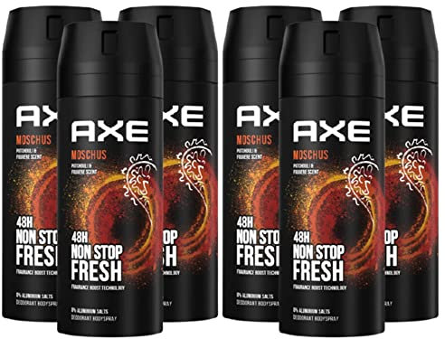 Axe Bodyspray Moschus ohne Aluminiumsalze 6x 150 ml Männerdeo Deo Deodorant