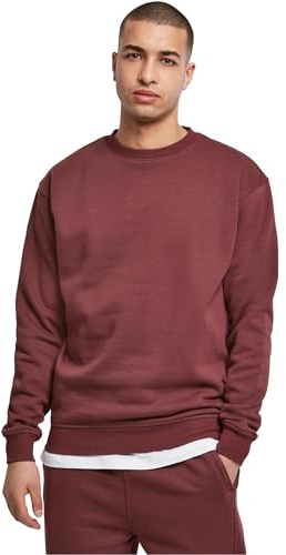 Urban Classics Grundläggande tröja för män, crewneck tröja, finns i 6 färger, enfärgad, med rund hals, storlek S till 5XL, Körsbär, M