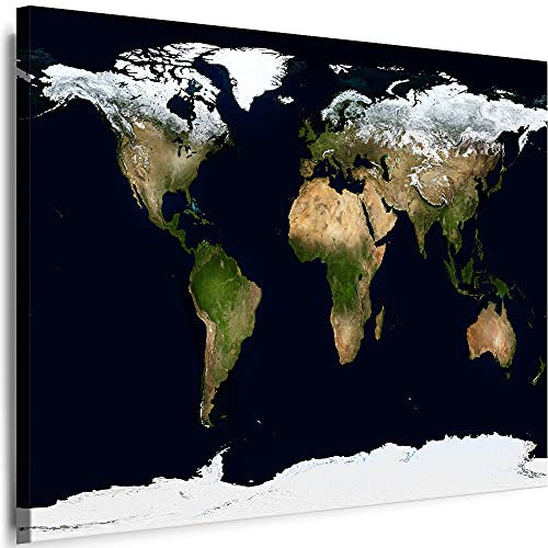 Myartstyle - Bilder Leinwand Weltkarte Map Designge 80 x 60 cm XXL - 1 Teilige WandBilder Art 3D Modern Kunstdrucke C-B-11808-3