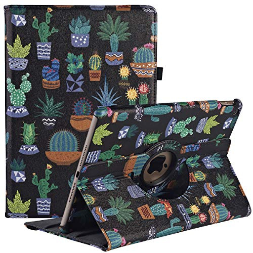 Hülle für iPad 10.2 Zoll (9./8./7. Generation 2021/2020/2019), 360 Grad Rotierend Stand Schutzhülle Cover Mit Auto Schlaf/Wach Funktion (Cactus)