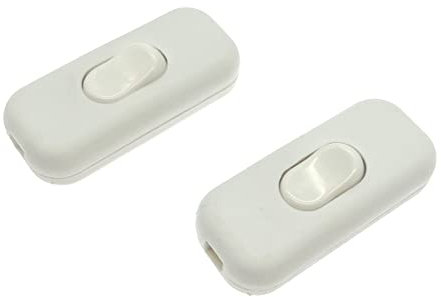 JZK 2x Massimo 6A bianco Interruttore a cavo in linea bipolare, interruttore in linea a due poli con isolamento, accetta 1-2 fili tondi o piatti, interruttore per lampada o piccoli elettrodomestici