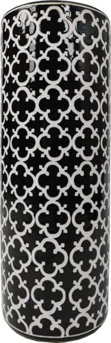 LANDCHY Porcelain Ceramic Umbrella Stand Holder Modern Style Floor Vase for Storage Canes Walking Sticks Golf Umbrella Mono-pods Tripod Bat Golf Club Gift Entryway Indoor 24 High Black&White