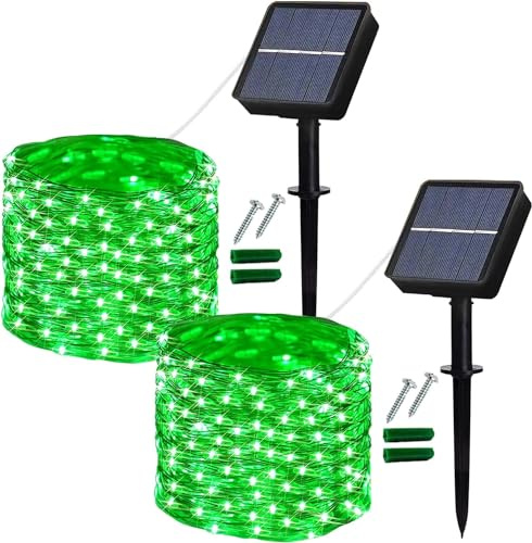 Solar String Lights Outdoor, 12M/40ft 120LED Solar Garden Lights Waterproof, 8 Lighting Modes Outdoor/Indoor Fairy Lights Decorative Lighting for Gazebo Fence Patio Party Weeding Festival (Green)