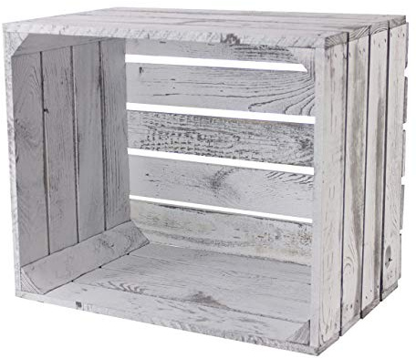 Holzkisten im modernen Grau Vintage Look mit sichtbarer Holzmaserung für Deko im Landhausstil Holz Geschenkkisten (Holzkiste)