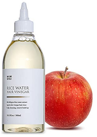 mimosu Apple Cider Vinegar Hair Rinse with Rice Water 10fl.oz, Hair Growth Cleansing Conditioner, Gentle Scalp Cleanser for Build Up, Glycolic Acid Dandruff Treatment