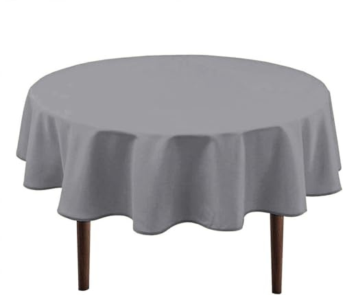 Hiasan Hellgrau Wasserabweisend Tischdecke Outdoor wetterfest aus Polyester,Rund140cm,Anti-Falten Tischtuch,geeignet für Küche,Restaurant,Hochzeit
