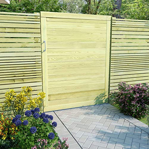 Homgoday Cancello per Steccato in Legno di Pino Impregnato 125x100 cm, Cancello Giardino Esterno, Cancello per Recinzione da Esterno, Recinzione da Cantiere