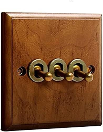 AaAgya Retro-Wandschalter, Massivholz-Wandlichtschalter, 86 Typ, 1-4-Gang, 2-Wege, schwarze Walnuss, Retro, antike Dekoration, Heimwerkerschalter für Wohnzimmer (Farbe: 1-Gang) (Farbe: 3-Gang)
