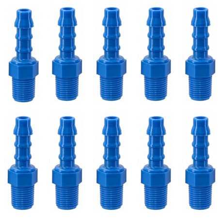 Schlauchverschraubung aus Nylon Außengewinde 1/8 BSPT Ø 6 mm, Packung mit 10 Stück, blau - AWSPLASTIC 1806PAB
