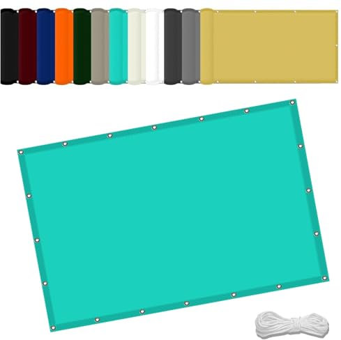 Segeltuch Wasserdicht 2.6 x 3 m Wasserdicht Sichtschutz Balkon Reißfest UV-Schutz nach Mass Polyestergewebe Mit Seil Schattenspender für Außenbereich Patio, Himmelblau