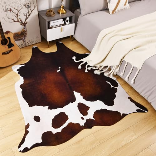 SVATOUCH Tappeto in pelle bovina di alta qualità, 15 x 18 cm, decorazione occidentale in finta pelle bovina, stampa mucca ispessita, per camera da letto, soggiorno, casa e ufficio