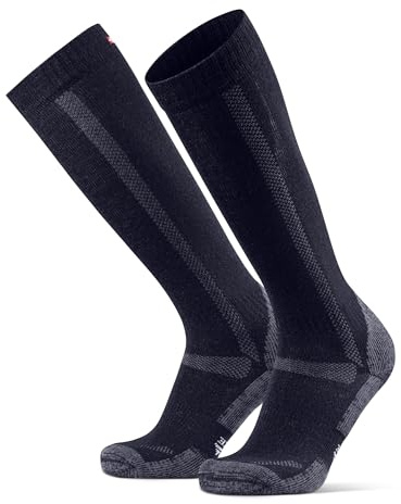 DANISH ENDURANCE Chaussettes de Randonnée en Laine Mérinos Hauteur Genoux Lot de 1 ou 3, Bleu Marine, 39-42