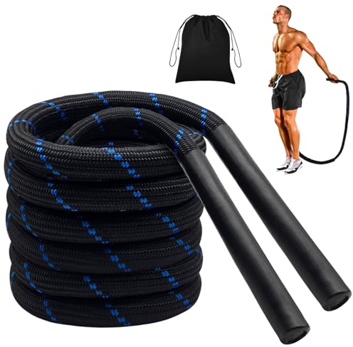 IWTBNOA Comba pesada para saltar, 1,2 kg, cuerda de saltar pesada para hombres y mujeres, cuerda de fitness para adultos, cuerda deportiva, cuerda de batalla para entrenamiento muscular de cuerpo