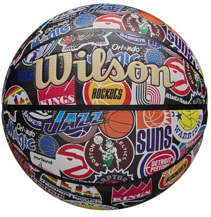 Wilson NBA All Team Retro Basketball, Hergestellt mit Dual Depth Innovation und Einer Pure Feel Oberfläche, Mit verbesserter Luftspeicherung und klassischen Hardwood Emblemen, Größe: 7