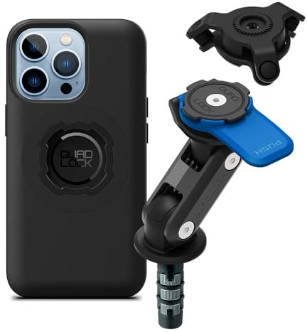 QUAD LOCK Gabelschaft-Handyhalterung für Motorrad mit Vibrationsdämpfer und MAG Hülle für iPhone 13 Pro