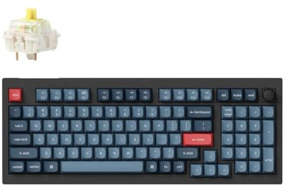 Keychron V5 Max Tastiera Meccanica senza fili con tastierino numerico, layout 96%, QMK/VIA, 2,4 GHz/Bluetooth 5.1/USB, LED RGB, Switch Gateron Jupiter Banana hot-swappable per Mac Windows Linux