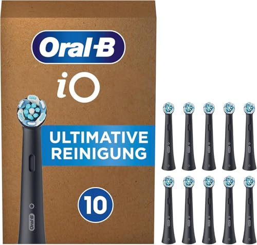 Oral-B iO Ultimative Reinigung Aufsteckbürsten für elektrische Zahnbürste, 10 Stück, ultimative Zahnreinigung, Zahnbürstenaufsatz für Oral-B Zahnbürsten, briefkastenfähige Verpackung, schwarz
