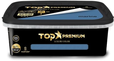 Chromos Svjetlost TOP PREMIUM Interior Wall Paint – Luxury Colour Emulsion with High Opacity, Eggshell Finish, Easy Application – MARINE BLUE – 2.5L