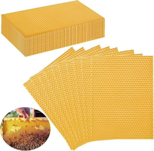 Beatific 30 Stück Bienenwachs Kerzen, 13 x 9 cm Bienenwachskerzen für die Kerzenherstellung für DIY-Kerzenherstellungs-Sets, Natürliche Wachs-Blätter, Imker Bienenwachsform Werkzeuge