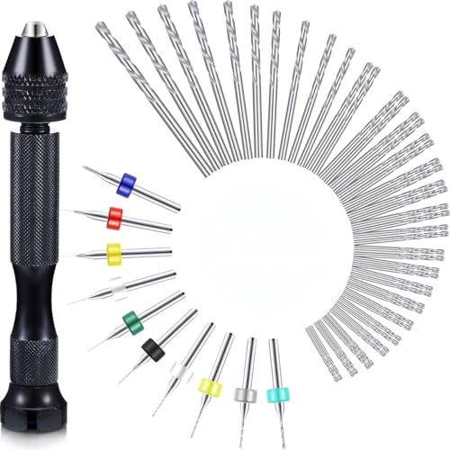 Set di 57 punte per trapano a mano, 46 punte da 0,1-1 mm, 10 mini punte per trapano PCB, per resina, argilla, artigianato, gioielli fai da te
