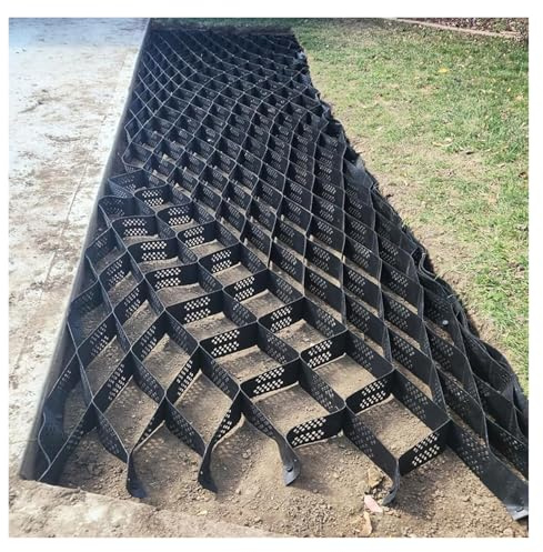 Kiesgitter 5 10 cm Geozellen Kiesgitter Bodenstabilisierung, 30x30 cm Böschungsgitter/ Hangerosionskontrolle/ Bodenstabilisator, Einfahrt Durchlässige Pflastersteine ​​Geogitter(H 4in/10cm,3ft x 33ft/
