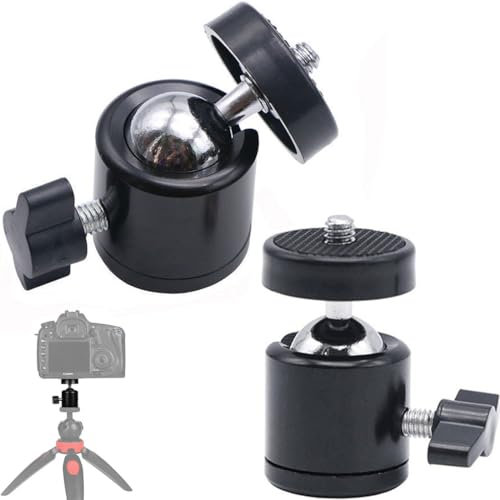 GGUFAY 2 Teste a Sfera, Conversione Vite 1/4 in Buco 1/4 e 1/4 in 3/8, Adatte per Stati Fotografici e Stati, Teste per Treppiedi Universali