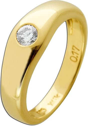Ch.Abramowicz Bandring Gold 585 14K Solitär Brillant 0.17ct. Lupenrein 17