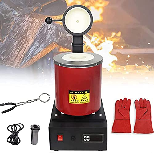 LSyySy Gold Melting Furnace 2102°F Digital Melting Furnace Machine Electric Melting Furnace Tongs with Mesh Guard and Graphite Crucible for Refining Metals Gold Silver Tin Aluminum