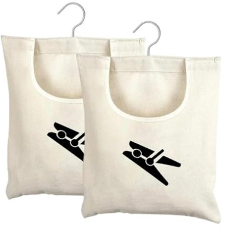 Pitycbo 2 Bolsas de Almacenamiento para Pinzas de Ropa, Bolsas para Colgar Pinzas de Ropa para Baño Y Armario.
