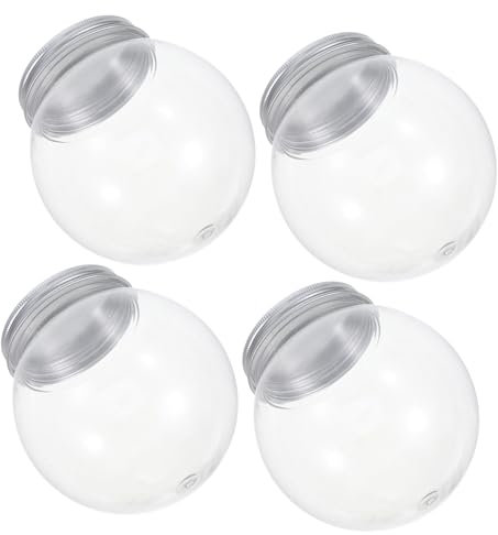 JEWEDECO 4 Stücke DIY Schneekugel Zubehör Transparente Kunststoff Wasser Kugeln für Weihnachtsbastelprojekte Leere Schneekugeln zum Gestalten mit Glitter Kunstschnee und