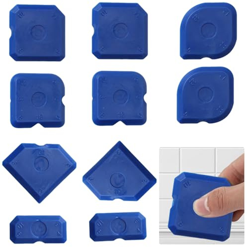 Embhlitfe 10Pcs Silicone Seam Tools, Durable and Reusable Silicone Smoothing Tool, Silicone Sealant Finishing Tool Set for Kitchen Bathroom Floor Caulking and Sealing Projects