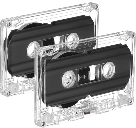 NUOBESTY Lot De 2 Cassettes D'enregistrement Audio 30, Bandes pour Enregistrement Vocal Et Musique, Taille Standard, Boîtier Transparent, Utilisations Pédagogiques Et Mixtape Rétro