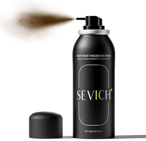 Sevich Hair Fiber Spray - Instant Hair Thickening Powder for Men & Women, Hair Building Fibers for Thinning Hair, Root Touch Up Hair Color, Waterproof, Sweatproof, Natural Look,80ml Dark Brown
