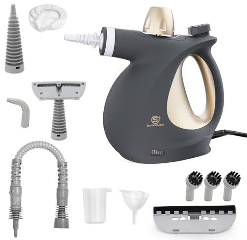 SUPERLEX Nettoyeur vapeur manuel 1050 W, nettoyeur vapeur à main avec réservoir d'eau de 350 ml, buse rotative à 180°, haute pression, câble de 4 m, nettoyeur vapeur portable pour