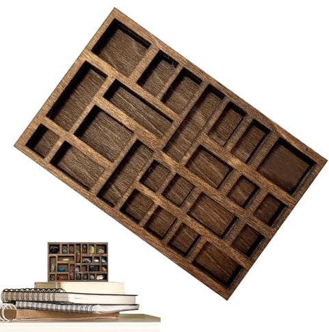 Caja de de Madera - Estante de Pantalla de Sombra, Estuche de Almacenamiento de Montaje en la Pared | 25 Marco de la Rejilla organizadora de Ranura, escaparate de decoración rústica, Soporte de