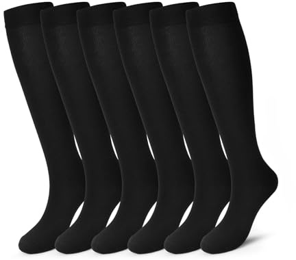Pnosnesy 2/4/6/7 Pares de Calcetines de Compresión para Hombres y Mujeres, 15-20 mmHg Para Atletismo, Carrera, Viajes en Avión, Soporte