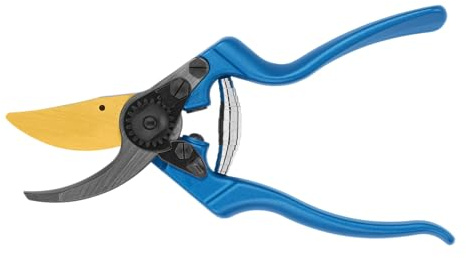 FELCO 8 Gartenschere Klinge F-Gold/Blaue Griffe – Rechtshänder, kompakt und langlebig, AuCo-Klinge korrosionsbeständig, 25 mm Schnitt, geschmiedete Griffe, Swiss Made