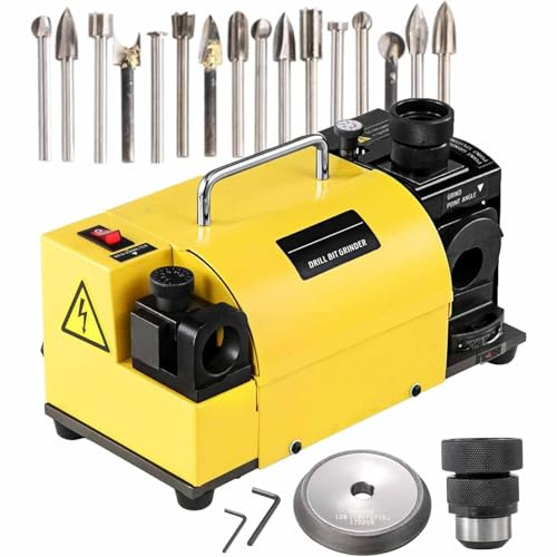 Drill Bit Sharpener, Electric Grinding Machine for Knives, Chisels & Drill Bits, Adjustable 95°-135° Angle, Includes 11 Collets for 3-13mm Drill Bits