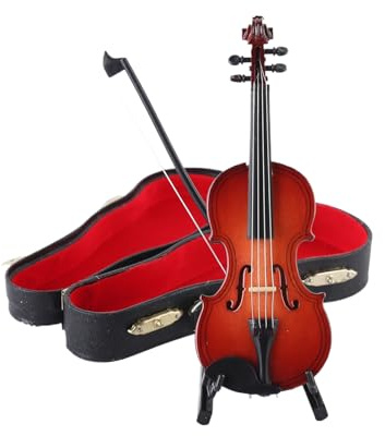 Piccola statuetta di violino, 10/14/20 cm, il più piccola strumento musicale in miniatura a forma di violino del mondo, piccoli violini per accessorio per case delle bambole, regalo divertente