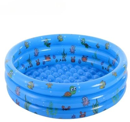 Piscina gonfiabile riutilizzabile a doppio strato, da giardino, portatile, rotonda, for interni ed esterni.(Blue fish 90cm)