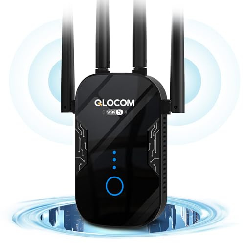 QLOCOM 2026 Neuestes WLAN Verstärker 1200Mbit/s WLAN Repeater, 5GHz & 2.4GHz Dualband WiFi Repeater mit WPS, App Steuerung, WiFi Booster Kompatibel Allen WLAN Geräten