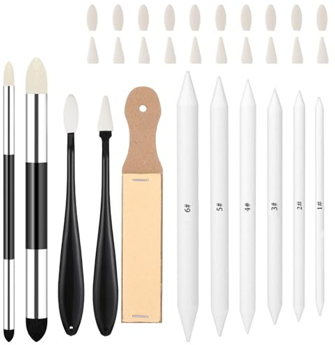 DOPENSPI 31 Stück Radierstift Papierwischer Set, Zeichnen Bleistift Papierwischer Blender Stifte Künstler Mischschwamm Stift für Skizzen Bleistift um Zeichnen für Abwischen Korrigieren Kunst
