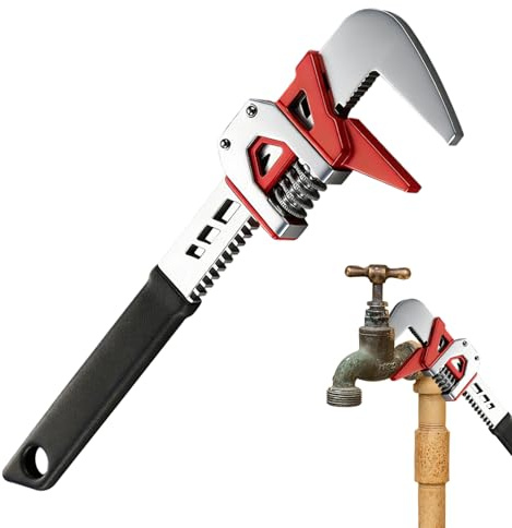 Clé à molette réglable - Clé demi-lune de 29,5 cm - Outil d'écrou de mâchoire large en acier robuste - Clé de plomberie pour réparation automobile, rénovation de maison, tuyau, robinet, douche, garage